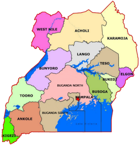 Uganda Sub-regions Map